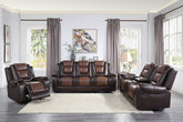 Modern Luxury Living Room Sofa Set 3pc Reclining Sofa Loveseat Glider Reclining Chair Formal Furniture Premium Faux Leather Upholstery Comfortable Two-Tone Brown Finish