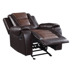 Modern Luxury Chair Glider Reclining 1pc Formal Living Room Furniture Premium Faux Leather Upholstery Comfortable Two-Tone Brown Finish