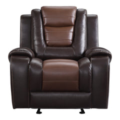 Modern Luxury Chair Glider Reclining 1pc Formal Living Room Furniture Premium Faux Leather Upholstery Comfortable Two-Tone Brown Finish