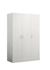 Declan 46" White 3-Door Wardrobe Cabinet Armoire with Storage Shelves and Hanging Rod