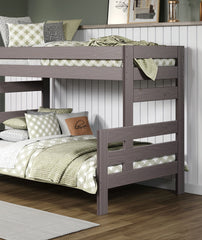 Gray Finish Rustic Bunk Bed Plank Wood Design Ladder And Brazilian Pine