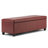 Avalon 48 inch Wide Storage Ottoman Bench in Red Vegan Leather