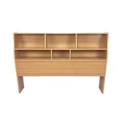 Bookcase headboard Full size free standing with dust panel two shelves with five divided cubbies Beech color