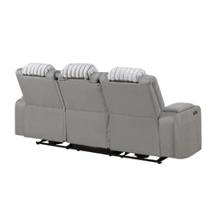 Duran Grey Power Reclining Sofa with Power Headrest, LED and Drop Down Table with reading Light