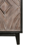 Mid Century Sideboard Buffet Cabinet with Solid Wood Legs 60" Kitchen Storage Cabinet Credenza with 4 Convex pattern diamond Doors and 2 Shelves Accent Console Table for Living Room Entrance Hall etc