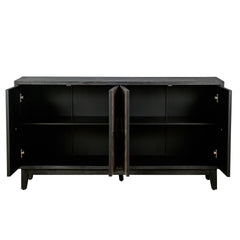 Mid Century Sideboard Buffet Cabinet with Solid Wood Legs 60" Kitchen Storage Cabinet Credenza with 4 Convex pattern diamond Doors and 2 Shelves Accent Console Table for Living Room Entrance Hall etc