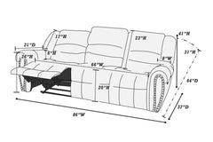 Modern 2pc Living Room Set 1x Sofa 1x Recliner Black Finish Horizontal And Light Vertical Tufting Primary Living Room Furniture