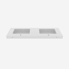 BB02-60-101H-2, Integrated solid surface basin WITHOUT drain and faucet, glossy white color