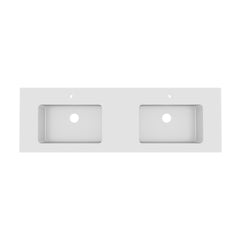 BB02-60-101H-2, Integrated solid surface basin WITHOUT drain and faucet, glossy white color