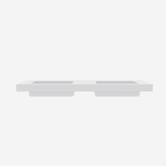 BB02-60-101H-2, Integrated solid surface basin WITHOUT drain and faucet, glossy white color
