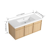 48" Wall-Mounted Bathroom Vanity with Resin Sink, 3-Soft Closing Door, Original Oak, Plywood (KD-PACKING)