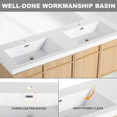 60" Wall-Mounted Bathroom Vanity with Double Resin Sink, 4-Soft Closing Door, Original Oak, Plywood (KD-PACKING)