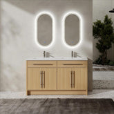 60" Freestanding Bathroom Vanity with Resin Sink, 4-Soft Closing Door, Original Oak, Plywood (KD-PACKING)