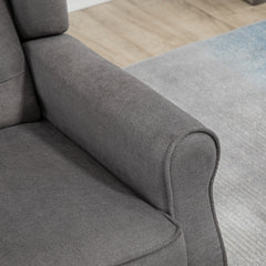 Modern accent Chair , Button-Tufted with Round Armrests and Wood Legs, Dark Gray