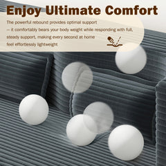 Modern Floor Sofa with 2 Pillows,Convertible Corduroy Fabric Foam-Filled Sleeper Sofa Bed,15" Twin Size Folding Mattress for Living Room,Guest Bed,Playroom,no assembly required,Dark Grey
