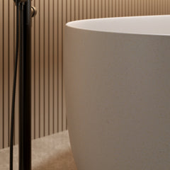 47'' Freestanding Bathtub Resin Stone Soaking Bathtub Solid Surface Modern Tubs with Overflow and Pop-up Drain