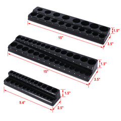 3 Piece metric Magnetic Socket Organizers, Socket Organizers for Toolboxes, Socket Organizer, Magnetic Socket Holder, Black Tool Box Organizer.3set,black,Metric