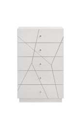 Manhattan Chest – Lacquer Finish with Geometric Design and Spacious Drawers for Modern Storage White same as B009P309296 (CA inventory)
