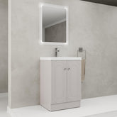24" Freestanding Bathroom Vanity with White Resin Sink & 2 Soft-Close Cabinet Doors (KD-Packing)
