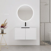 36" Wall Mounted Bathroom Vanity with Resin Sink & 2 Soft-Close Doors (KD-Packing)