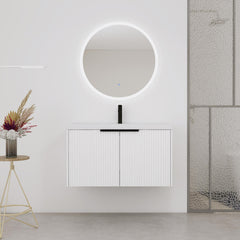 36" Wall Mounted Bathroom Vanity with Resin Sink & 2 Soft-Close Doors (KD-Packing)