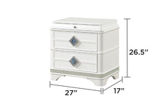 Laguna Modern Style 5 Pc Queen Upholstered Bedroom Set Made with Wood and Crystal Accents in White(CA INVENTORY)