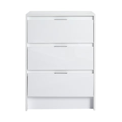 24" Freestanding Bathroom Storage Cabinet, 3-Soft Close Drawer, Glossy White,(KD-Packing)