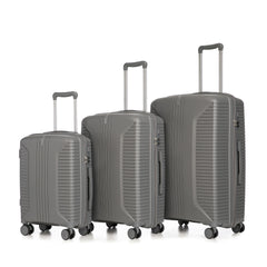 20"/24"/28" 3 pcs/set in PP Spinner Wheel Luggage, Carry on Suitcase, Matching Color, Combination Lock (Silver grey)