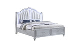 Mystic Contemporary Style Upholstered LED headboard King 4PC Bedroom Set made with Wood in Silver(CA Inventory)