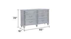Mystic Contemporary Style Upholstered LED headboard King 4PC Bedroom Set made with Wood in Silver(CA Inventory)