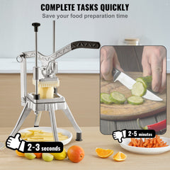 Commercial Vegetable Fruit Chopper 1/4" Blade Heavy Duty Professional Food Dicer Kattex French Fry Cutter Onion Slicer Stainless Steel for Tomato Peppers Potato Mushroom