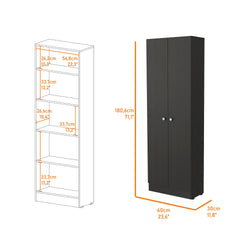 Virginia Double Door Storage Cabinet, Five Shelves