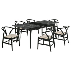 Spivey Black 7-piece Extension Leaf Dining Table Set