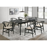 Spivey Black 7-piece Extension Leaf Dining Table Set