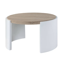 Oak and White High Gloss 1-Drawer Coffee Table