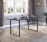 Grey Oak and Black Dining Table with Sled Base