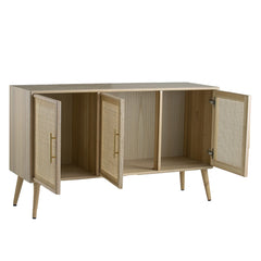 47.2x15.2x30.7" Brown Wooden Accent TV Cabinet with Three Doors