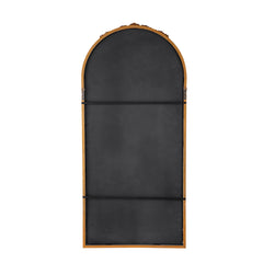 30" x 65" Hand Carved Rose Antique Mirror Frame, Large Arch Mirror Wall Decor for Living Room, Bathroom, Entryway(Brown)