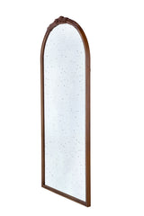 30" x 65" Hand Carved Rose Antique Mirror Frame, Large Arch Mirror Wall Decor for Living Room, Bathroom, Entryway(Brown)