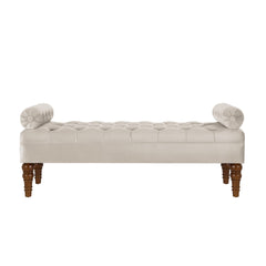 Velvet Long bed Bench for Bedroom,Upholstered Window Bench with Tufted Button,Entryway Bench,Bolster Bench for Living Room-Champagne