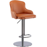 Black Titanium Stainless Steel Bar Stools,Grade Modern Leather Bar Chair with Backrest,Swivel Adjustable Height for Kitchen Counter and Dining Room (Brown 1pc)