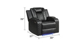 BENZ LED & Power Recliner 3 PC Made With Faux Leather in Black (CA INVENTORY)