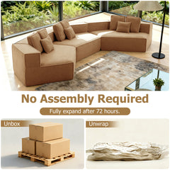 181"Extra Large Multi-Seat Modular Sofa with Teddy Sherpa Fabric, Full-Foam Cushion Sectional Couch, Includes 9 Soft Pillows, High-Density Foam, Flexible Layout for Spacious Living Rooms33017-3-Brown