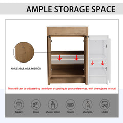 36 Inch Freestanding Bathroom Vanity with Ceramic Sink and Storage Cabinets, Soft Closing Door, 02424IMO+0312 Combination Cabinet, KD-Package