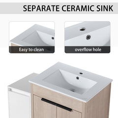 36 Inch Freestanding Bathroom Vanity with Ceramic Sink and Storage Cabinets, Soft Closing Door, 02424+0312 Combination Cabinet, KD-Package