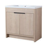 36 Inch Freestanding Bathroom Vanity with White Resin Sink & 2 Soft-Close Cabinet Doors (BVB02436PLO-GRB3640)
