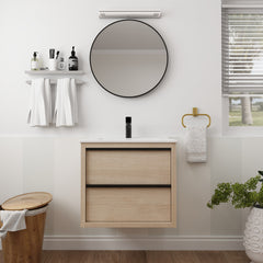 24" Bathroom Vanity with 2 Soft Close drawers, White Ceramic Basin-BVA02524PLO-G-BL9060B(W1286S00034)