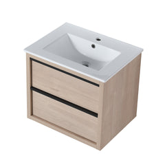 24" Bathroom Vanity with 2 Soft Close drawers, White Ceramic Basin-BVA02524PLO-G-BL9060B(W1286S00034)