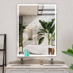 48x36 inch LED Bathroom Vanity Mirror Wall Mounted Adjustable White/Warm/Natural Lights Anti-Fog Touch Switch with Memory Modern Smart Large Bathroom Mirrors