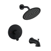 Faucet Modern Matte Black Shower Faucet, Tub and Shower Trim Kit with Single-Spray Touch-Clean Black Shower Round Head, Matte Black (Valve Not Included)